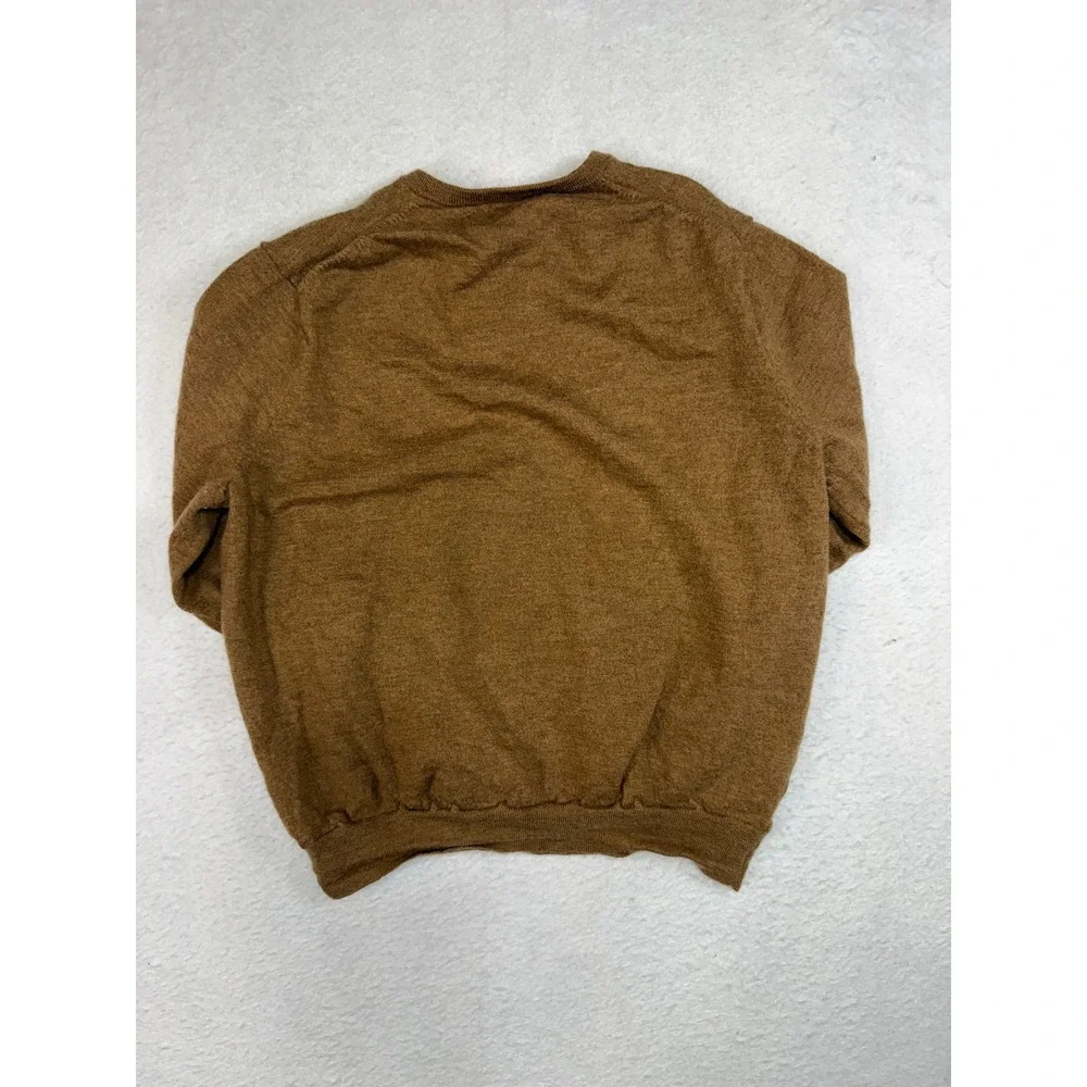J.Crew Mens XL Merino Wool V-Neck Sweater Heather Brown Camel Knit 100304